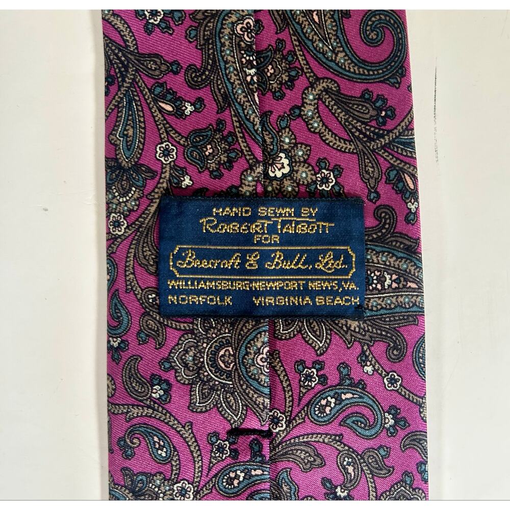 Robert Talbott Beecroft & Bull Tie Paisley  Purple Silk Made in USA